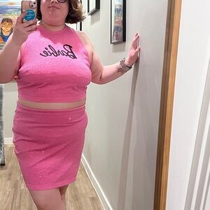 Limited Edition Barbie H&M Pink Sequin Skirt and Crop Top Set, 3X